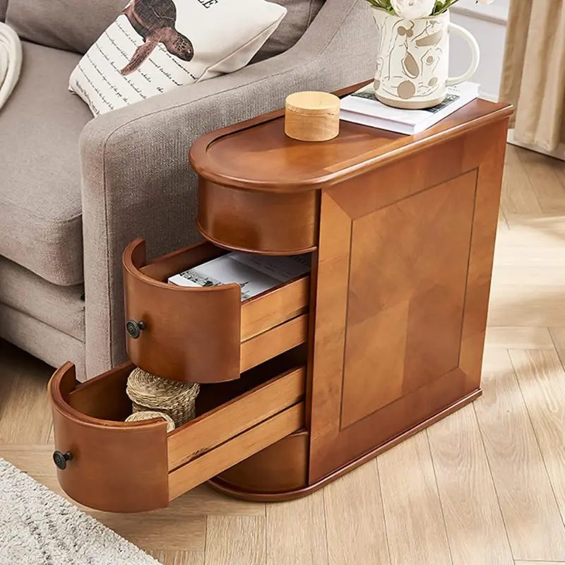 Solid Wood Chairside End Table, Two Drawers, 23.62’D x 10.63’W x 23.62’H