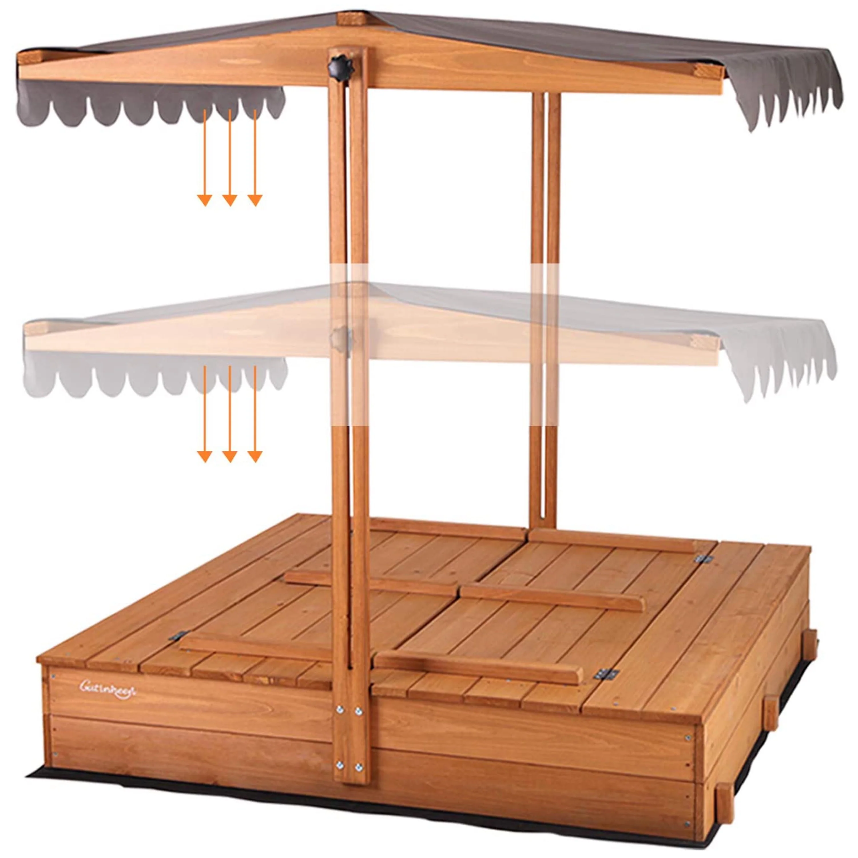Morgete Outdoor Wooden Sandbox for Kids With Lid and 2 Benches – 47in