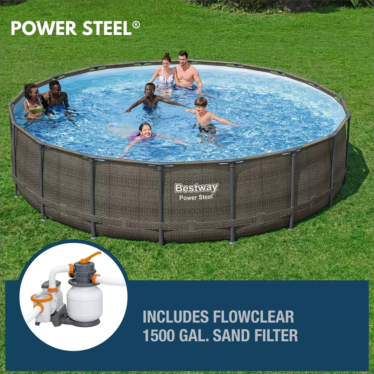 Bestway Round Above-Ground Pool Set, 18-ft x 48-in – Power Steel