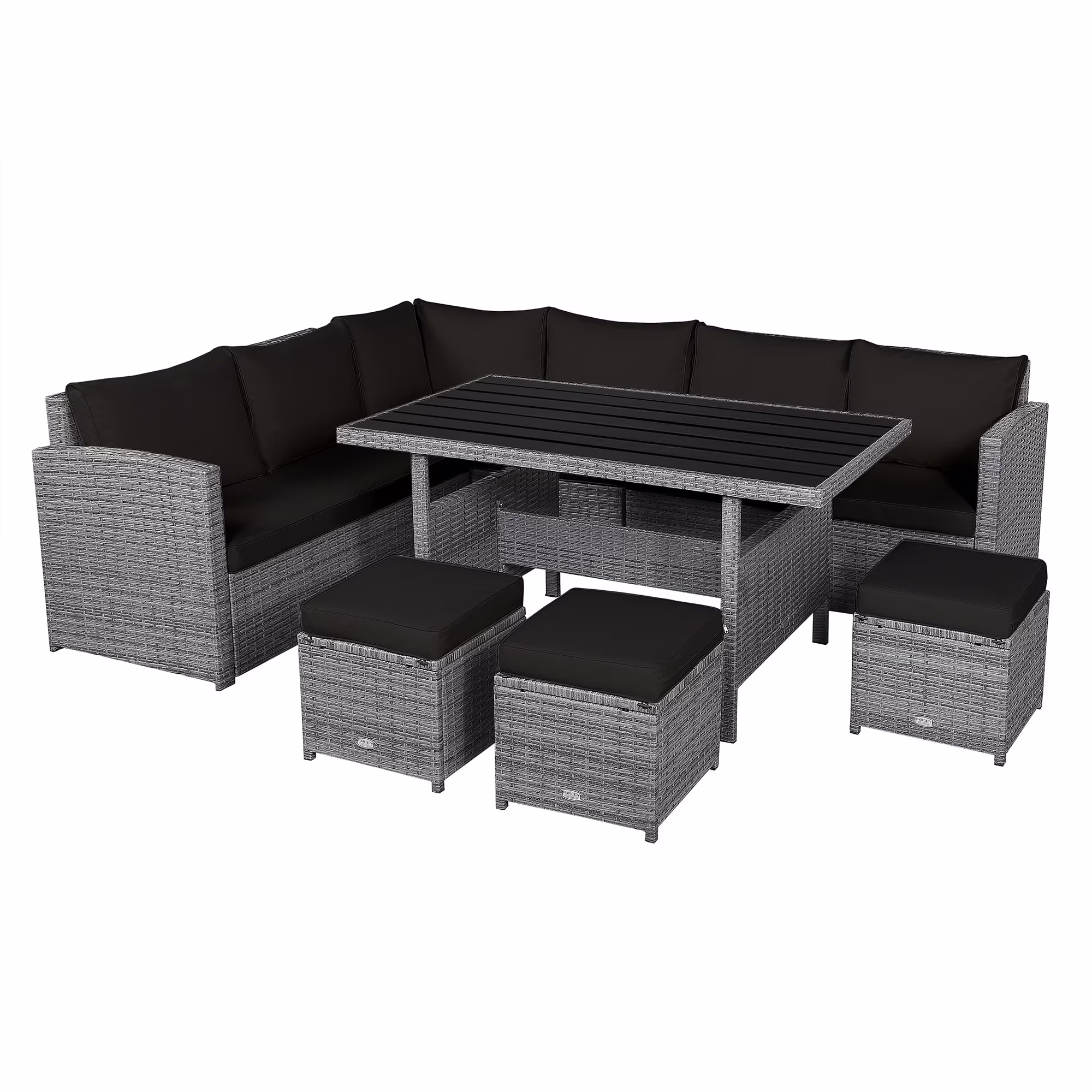 Outdoor Rattan Patio Furniture Set, Black, 7-Piece