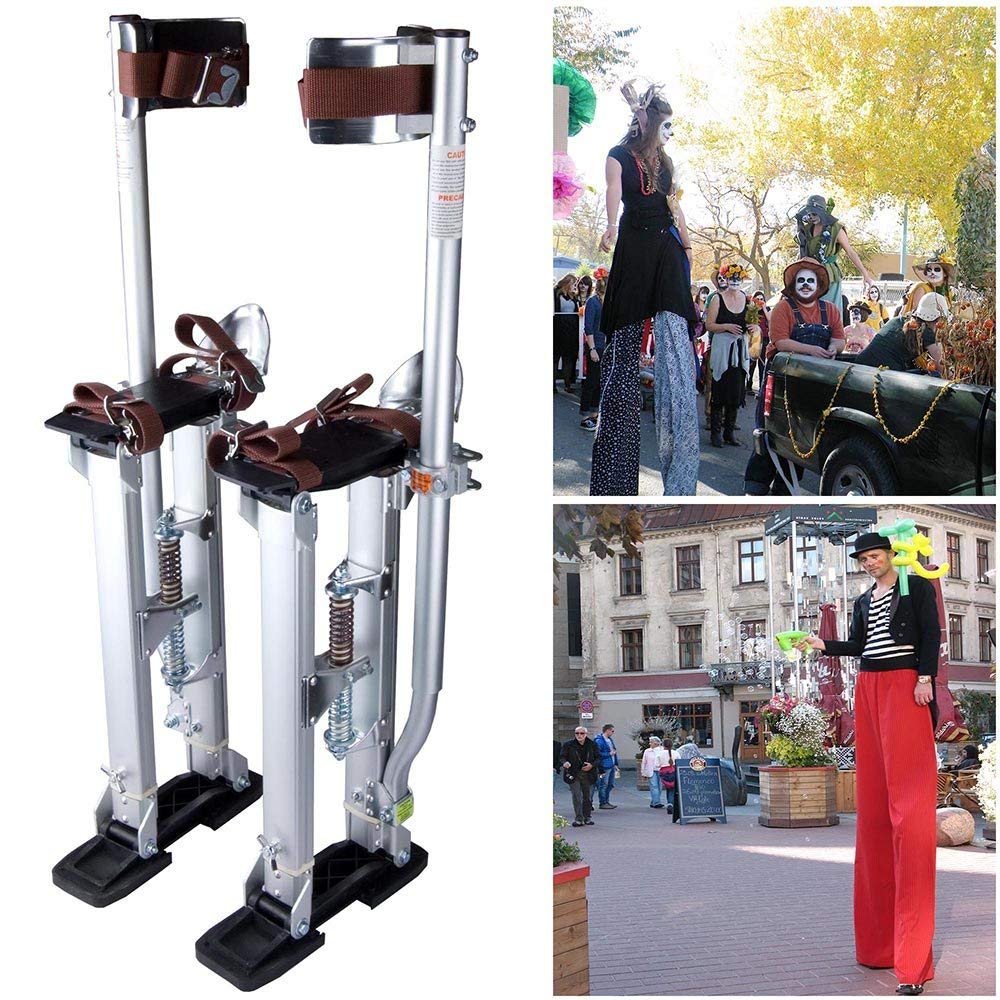 Adjustable Aluminum Drywall Stilts, 24-40 in, 227 lbs Load Capacity, Silver