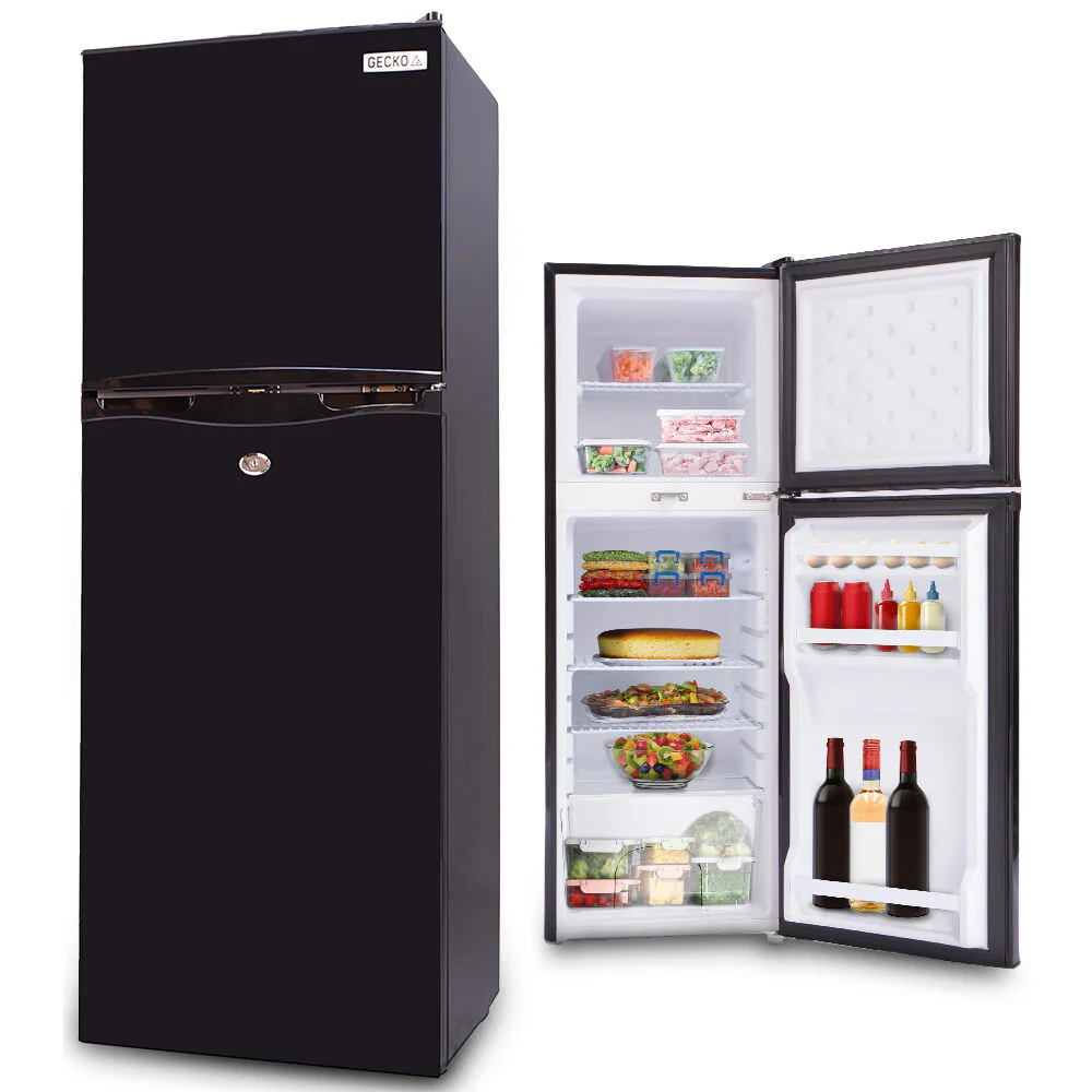 GECKO Upright Portable Fridge Freezer, 142L, 12V/24V/240V, Black – CMPFRUGK14KA