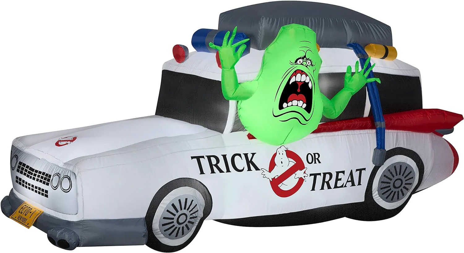 Gemmy Airblown Inflatable Ghostbusters Ecto-1 Mobile With Slimer, 7 ft Wide – 552108