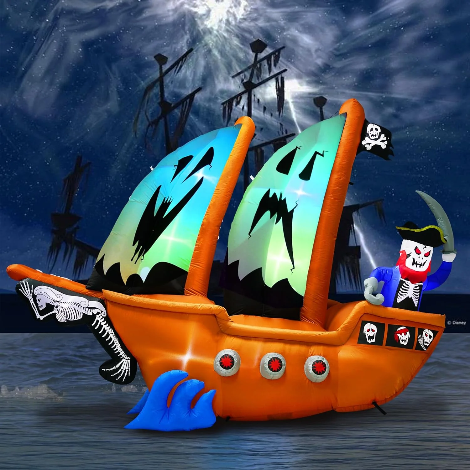PARAYOYO Halloween Inflatable Pirate Ship Decoration, 10ft, Brown – J-GR-2303
