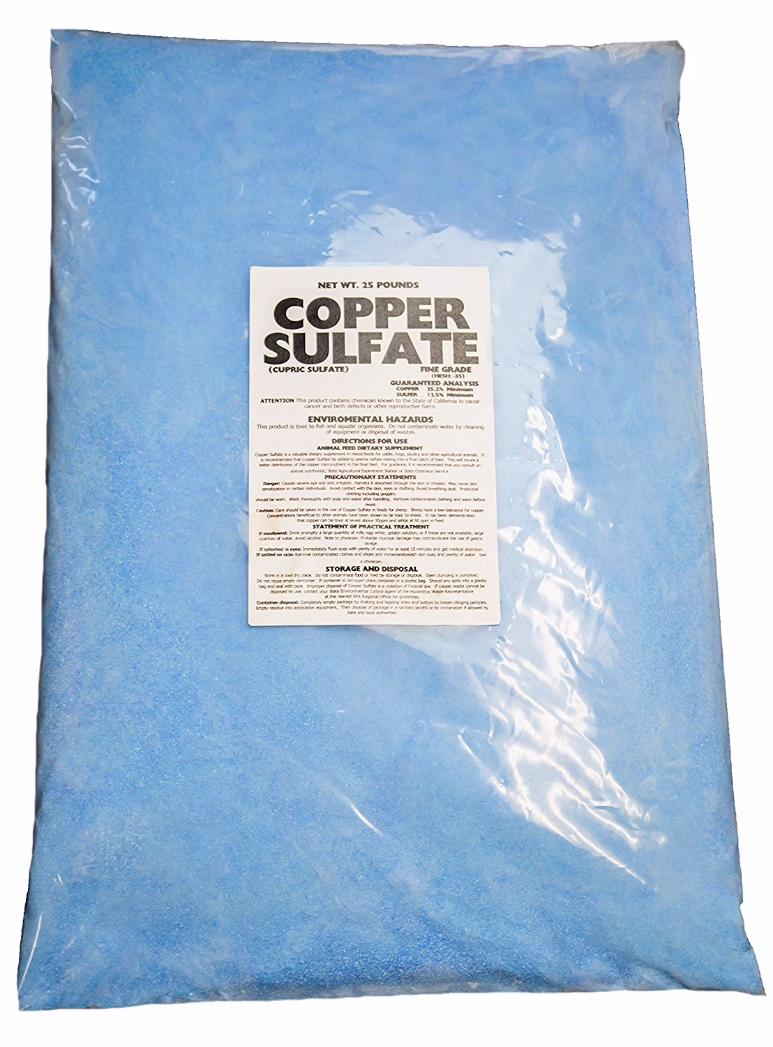 Earthworks Health Copper Sulfate Fine Crystals – 25 lb Bag