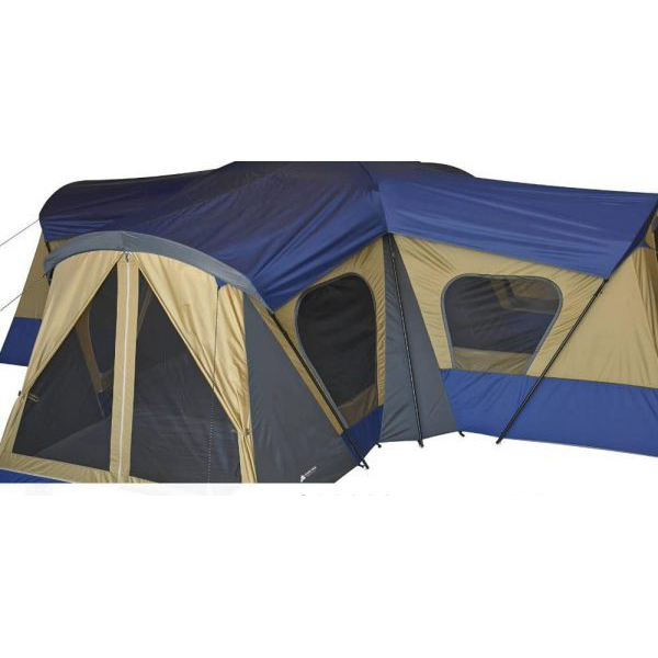 14-Person 4-Room Family Cabin Camping Tent, Blue/Yellow – Freestanding