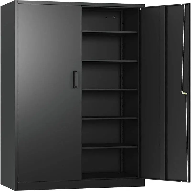 Heavy-Duty Metal Garage Storage Cabinet, Lockable Freestanding 5 Adjustable Shelves, 70.87 inch31.5 inch15.7 inches – Black