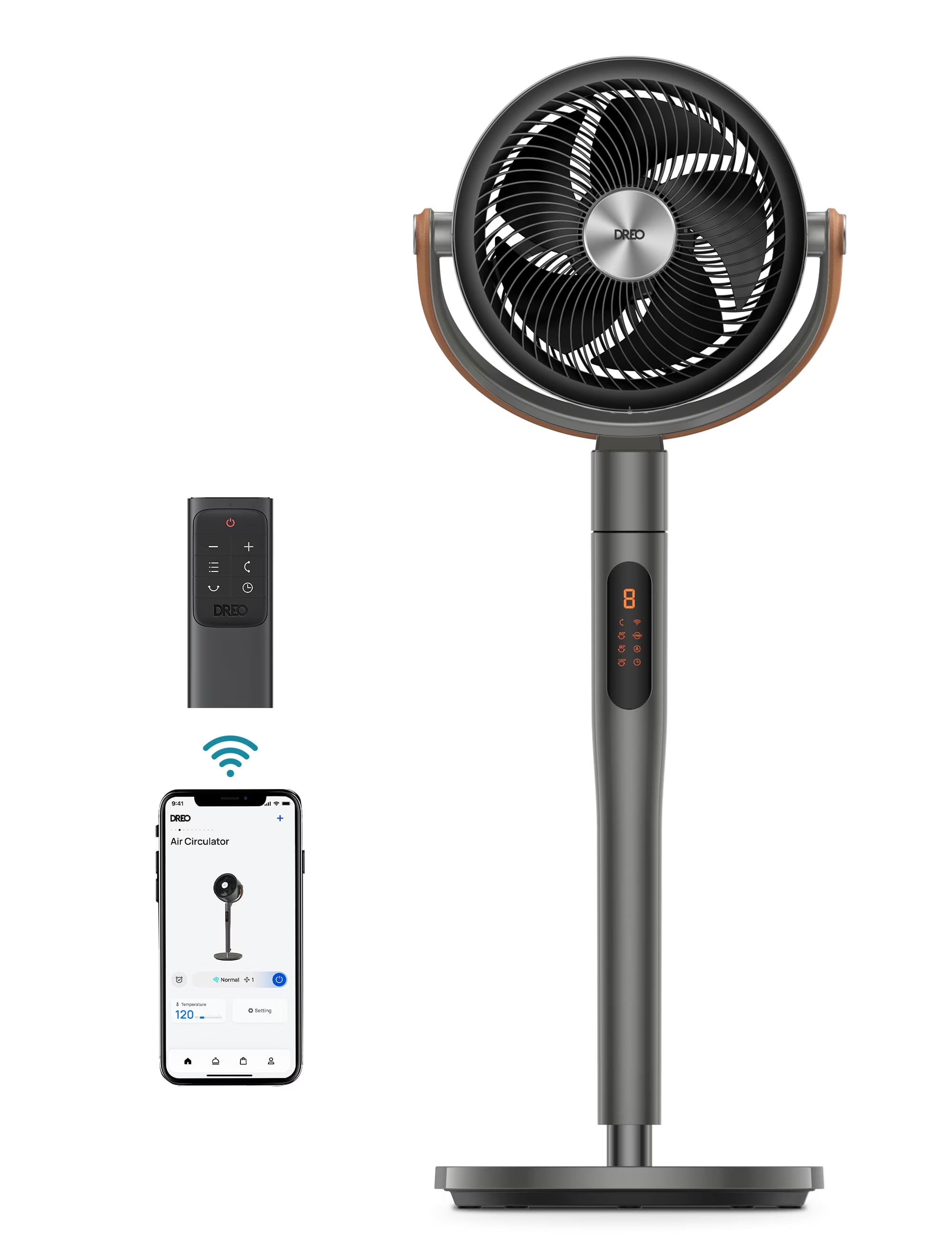 Dreo Pedestal Fan With Remote, Wi-Fi And Voice Control, 6 Modes, 8 Speeds, 12H Timer – PolyFan 513S