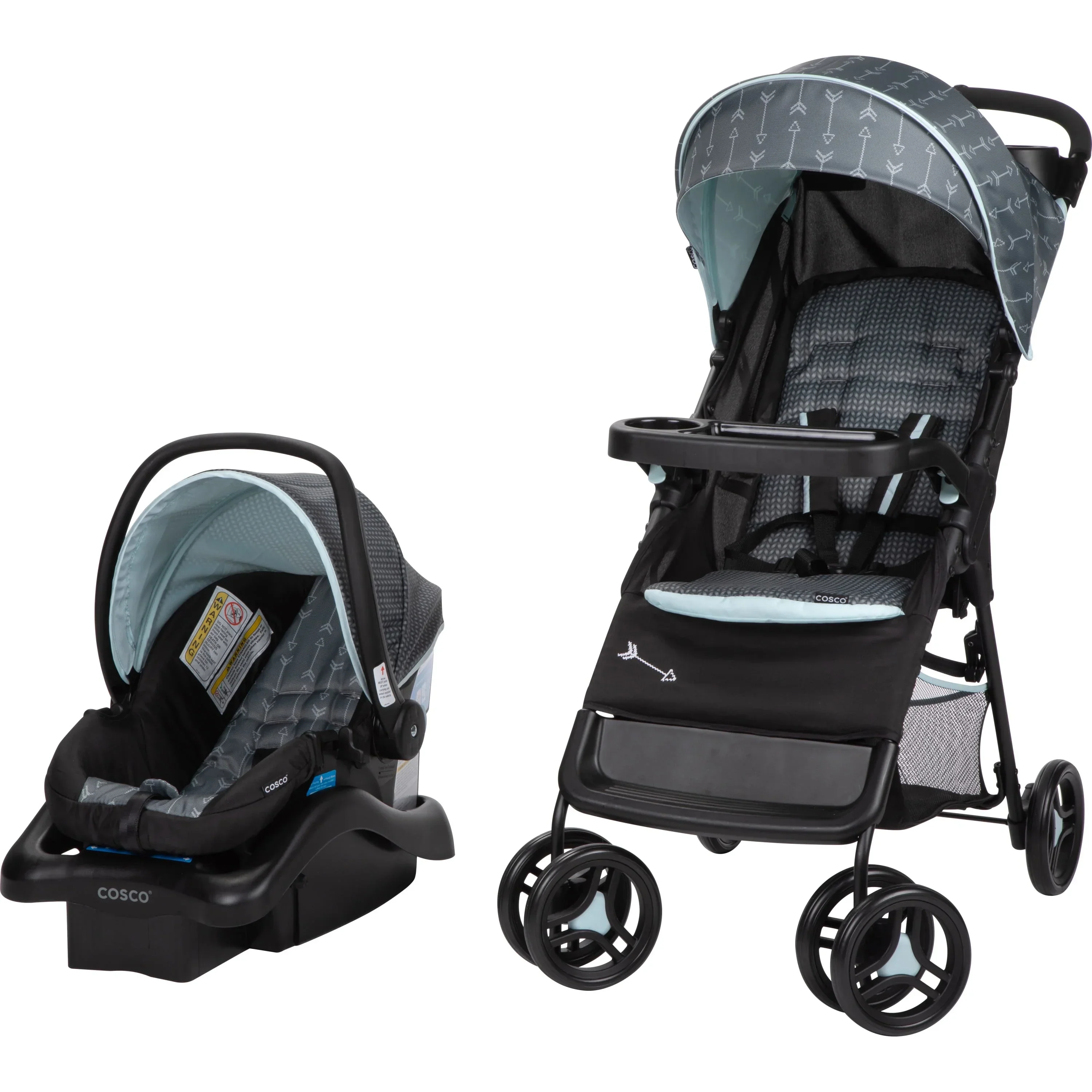 Cosco Kids Lift & Stroll DX Travel System, Gray Arrows – DX