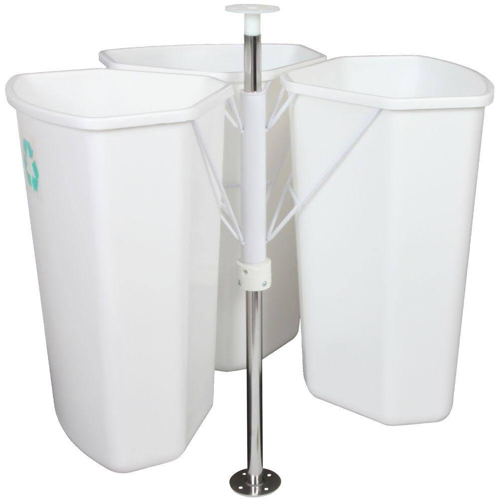 Knape and Vogt In-Cabinet Corner Trash Can, White, 28.5 in x 27.625 in x 27.625 in – RRC28K