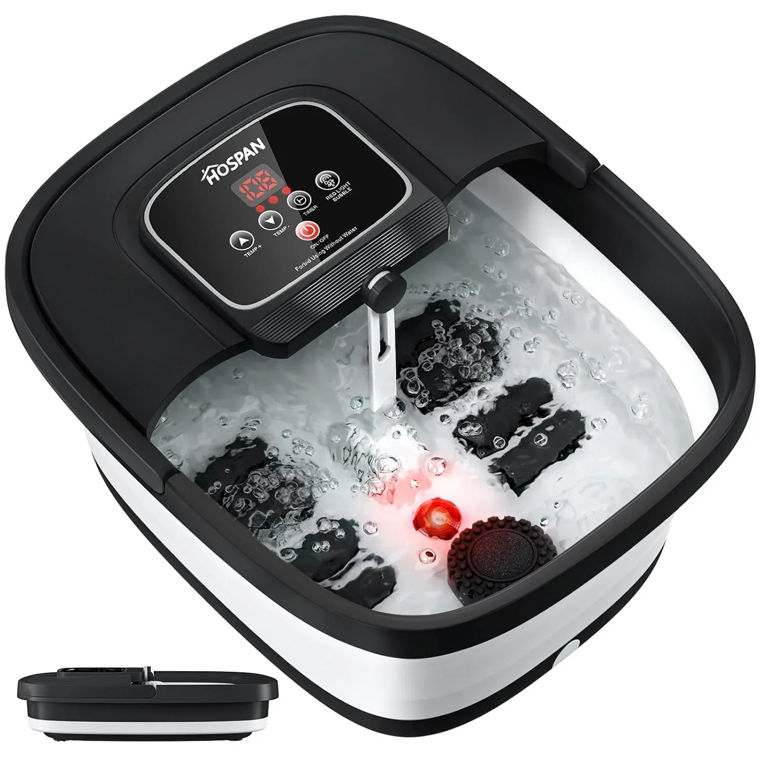 YOZIHAYL Collapsible Foot Spa With Heat, Bubbles, Red Light, Temperature Control And 8 Shiatsu Massage Rollers – 3.0