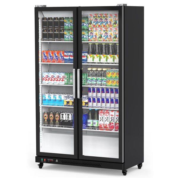 Commercial Glass Door Refrigerator With LED Lighting, 39 Cubic Feet, Double Swing Doors, Black – G2R2rMF5YckUZx1BD5-tawsNc1