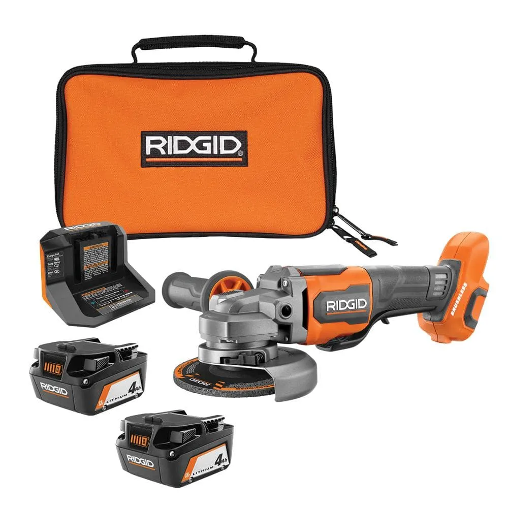 18V Brushless Cordless 4-1/2 in Paddle Angle Grinder With (2) 4.0 Ah Batteries, Charger, And Bag – AC93044SBN