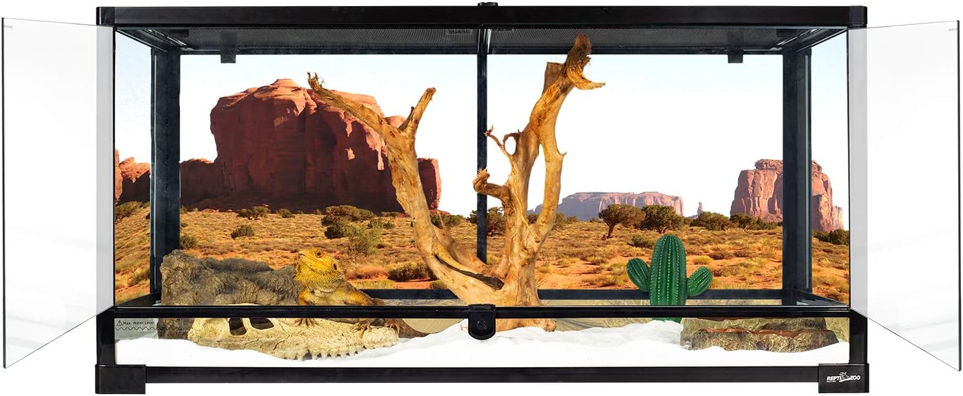 50 Gallon Reptile Glass Terrarium Tank With Double Hinge Door And Screen Ventilation – 36 x 18 x 18 in Knock-Down