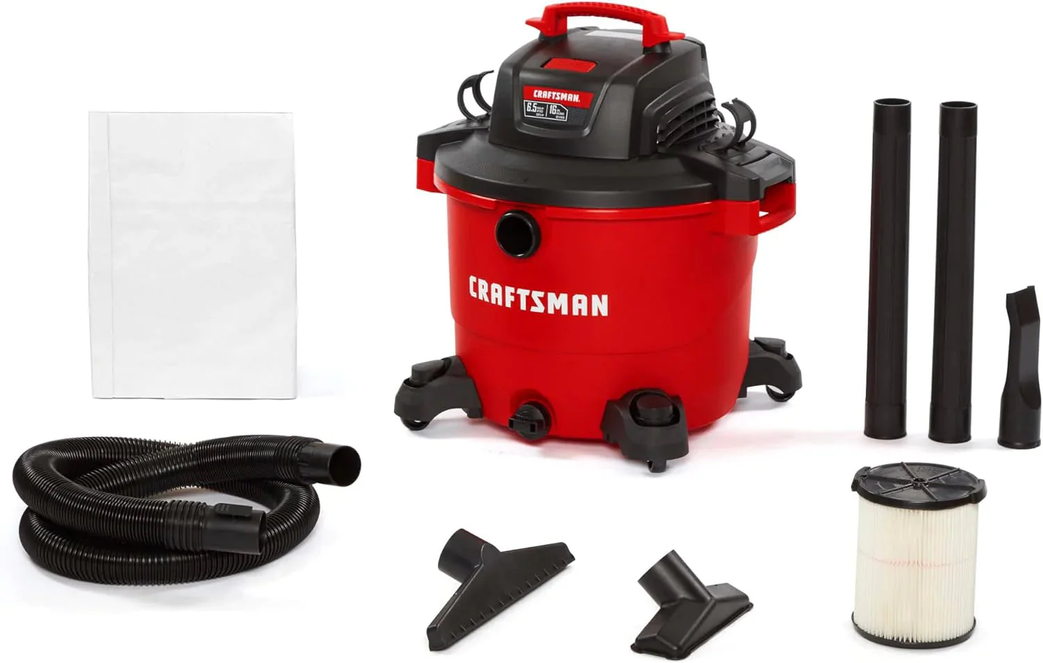 Craftsman 16 Gallon 6.5 Peak HP Wet/Dry Vac, Red – CMXEVBE17595