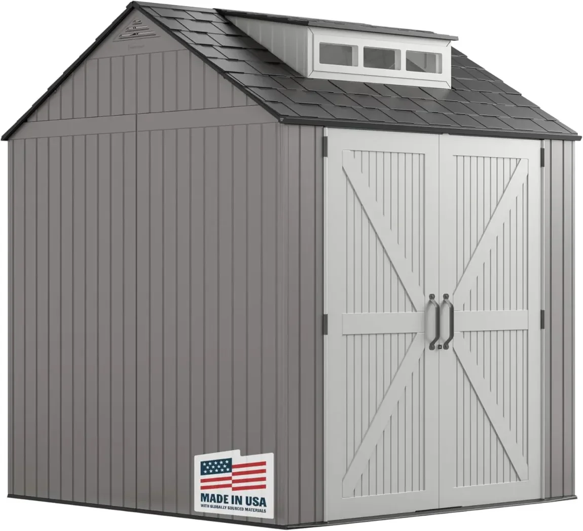 Rubbermaid Resin Garden Shed With Floor, 2.13 x 2.13 m, Grey