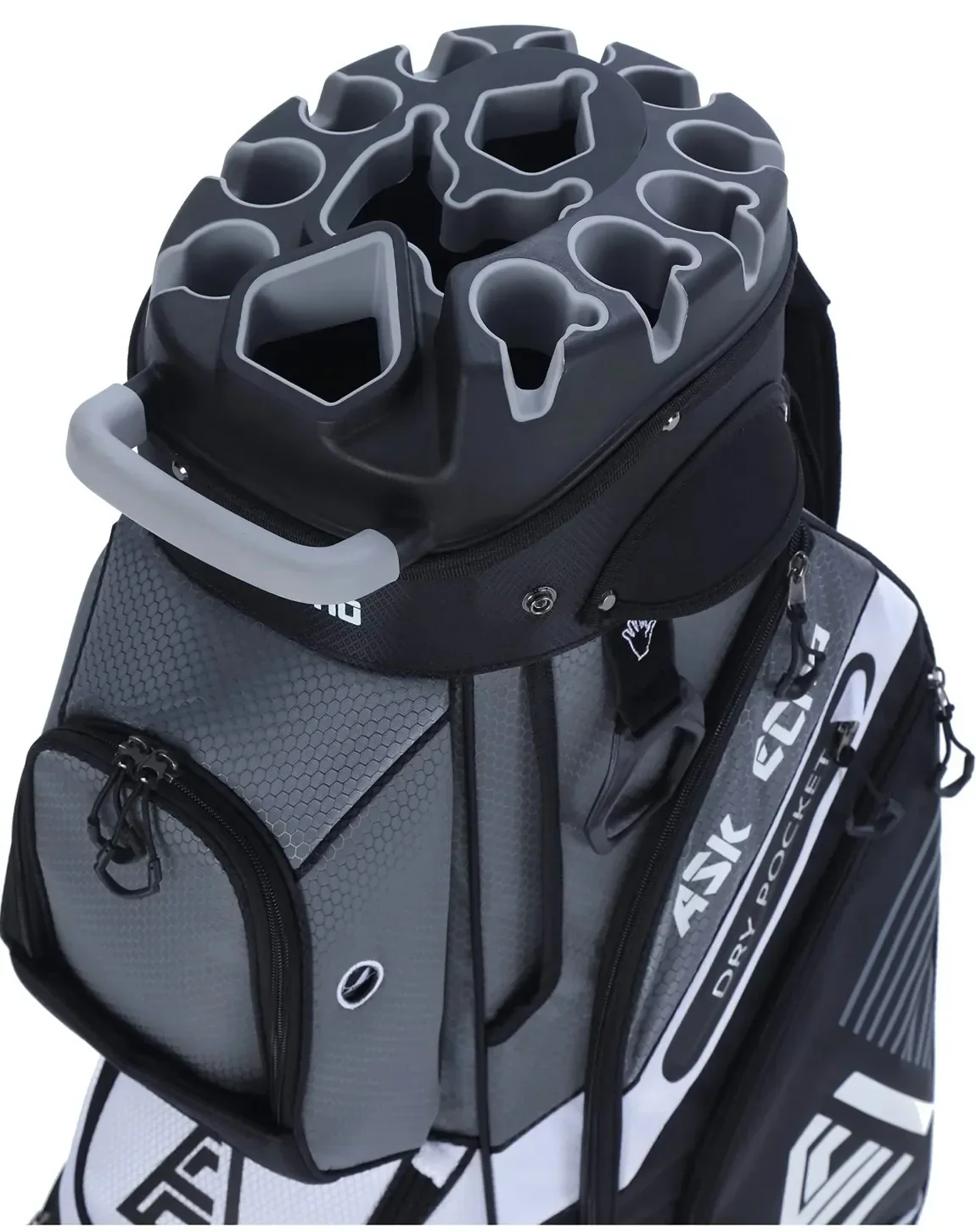 ASK ECHO Golf Cart Bag, 14-Compartment, Gray, Nylon – T-Lock