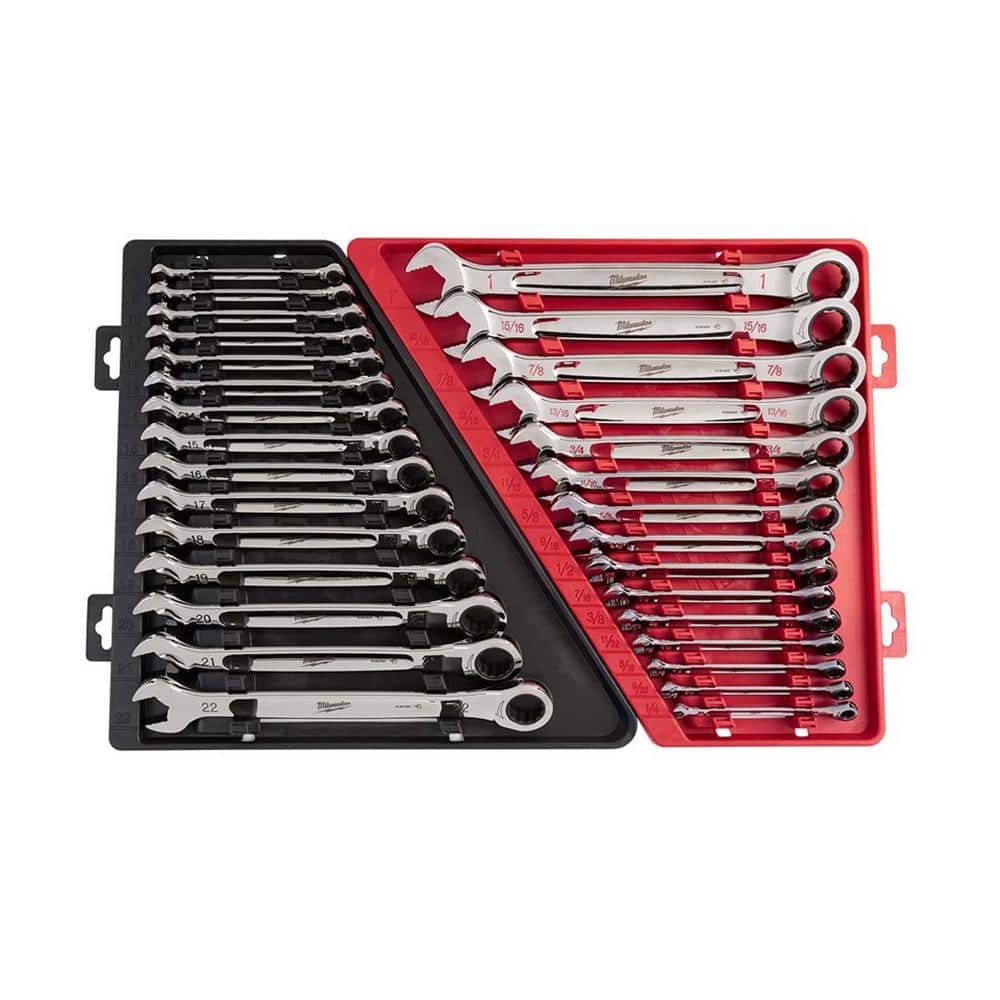 SAE/Metric Combination Ratcheting Wrench Mechanics Tool Set, 30-Piece – 48-22-9416-48-22-9516