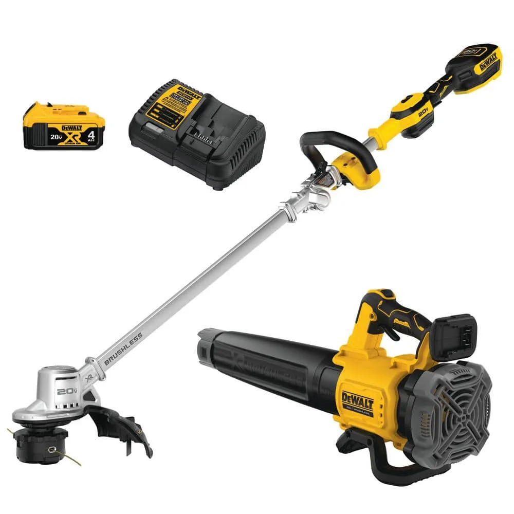 DEWALT 20V MAX Cordless String Trimmer And Leaf Blower Combo Kit – 13 in, 4 Ah Battery