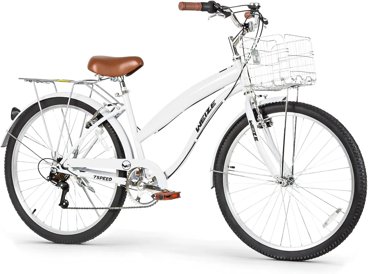 WEIZE 26 Inch 7-Speed High-Carbon Steel Beach Cruiser Bike