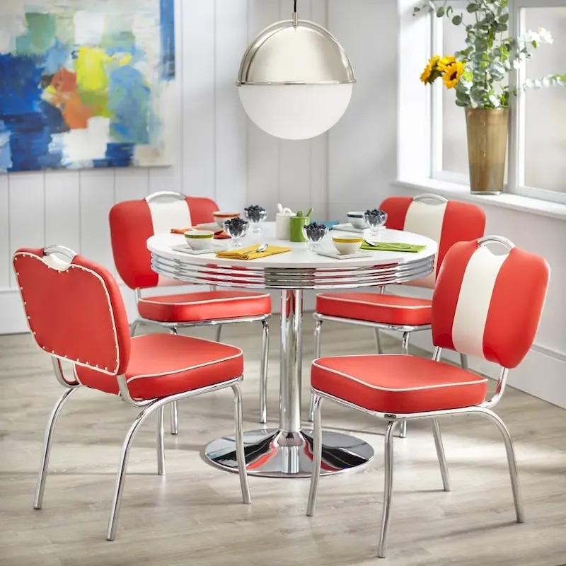 Simple Living 5-Piece Dining Set With Round Table And 4 Chairs – Raleigh Retro