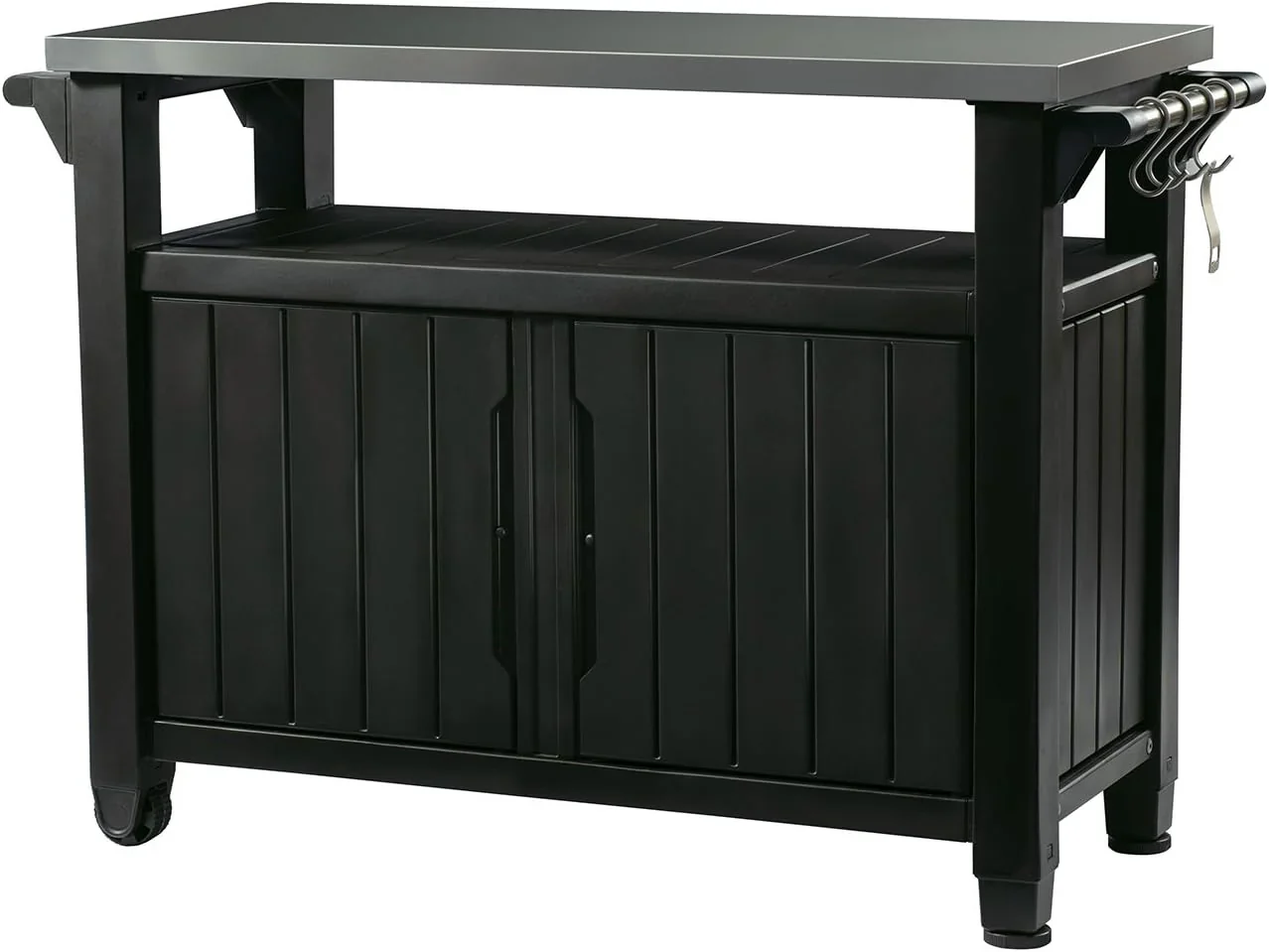 Keter Outdoor Rolling Prep And Bar Cart, Resin – Dark Brown