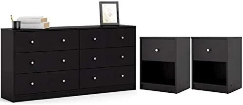 Home Square 3 Piece Bedroom Set With 6-Drawer Double Dresser
