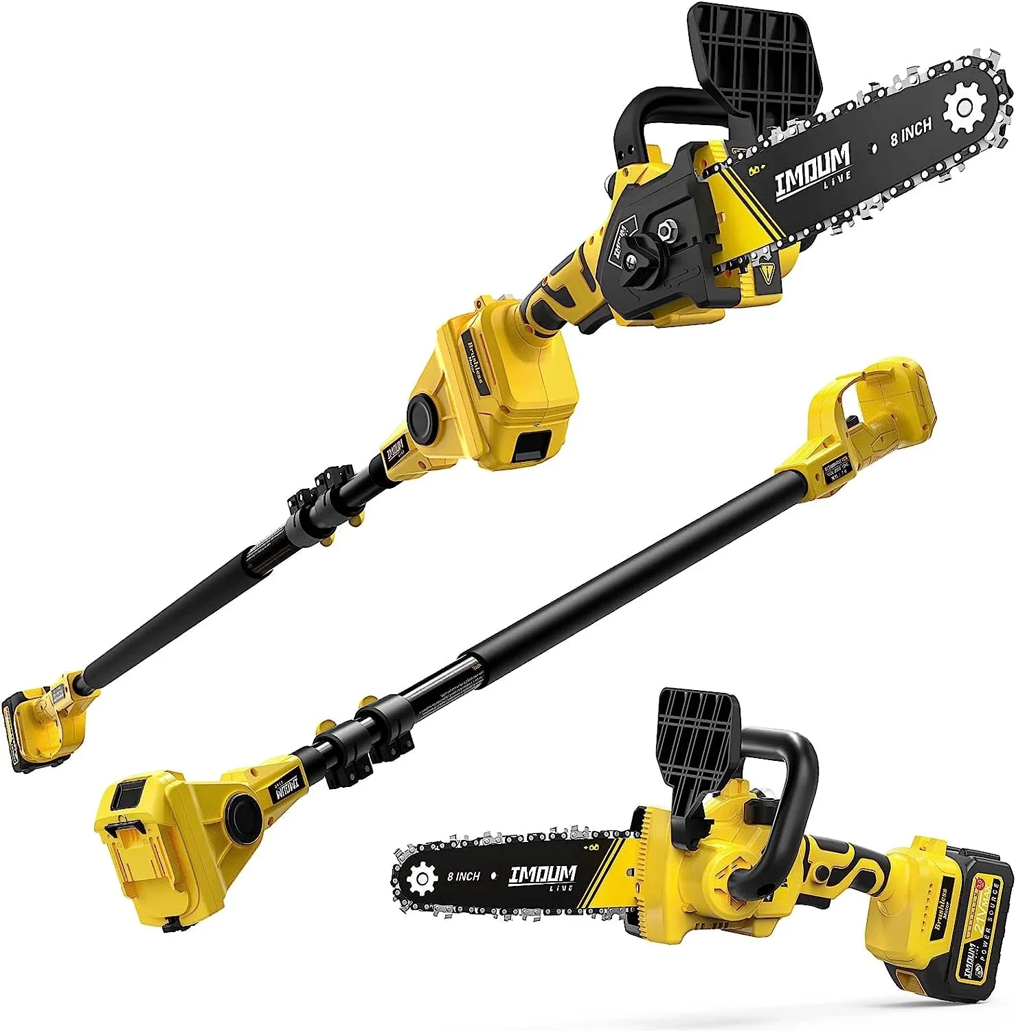 IMOUMLIVE 2-in-1 Brushless Cordless Pole Saw And 8 Inch Mini Chainsaw – 8 Inch