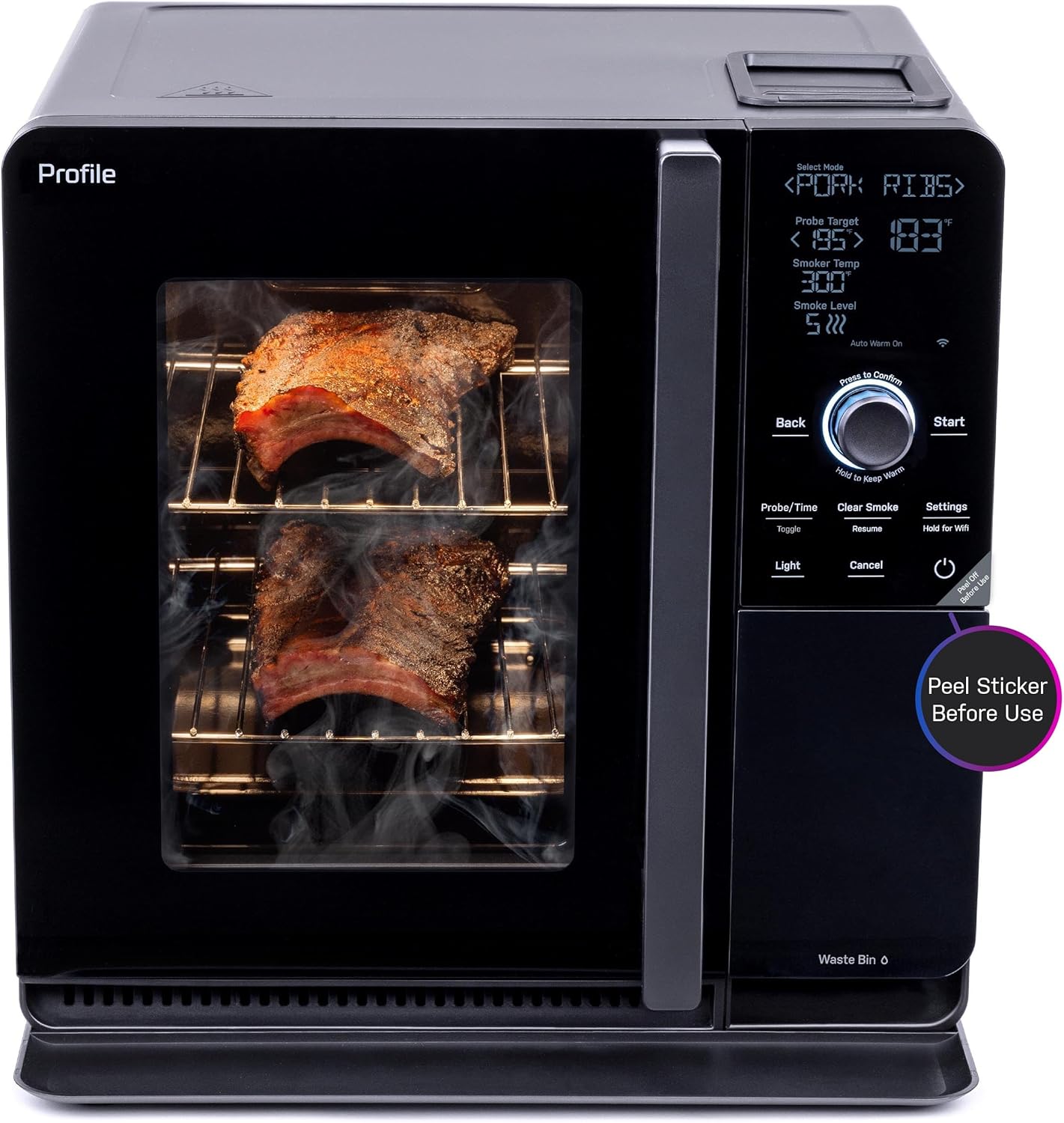 Smart Indoor Electric Countertop Pellet Smoker With Active Smoke Filtration, 5 Smoke Settings, WiFi Connectivity – Black