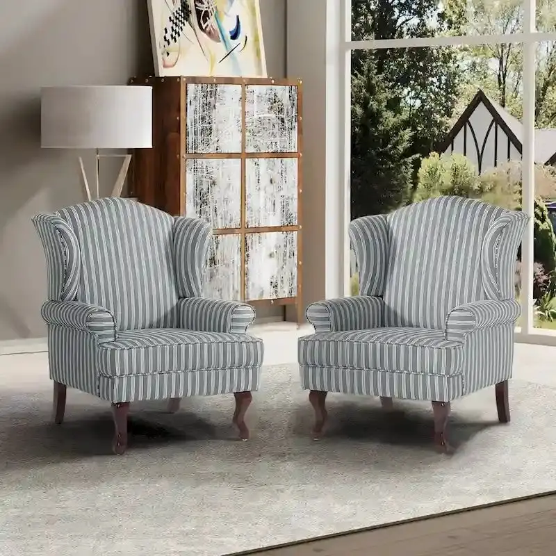 Wingback Accent Chair Duo, Upholstered Armchairs, 2 Count – Classic
