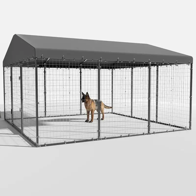 Kullavik Extra-Large Heavy-Duty Outdoor Dog Kennel – 118 x 118 x 70 Waterproof Roof Enclosure