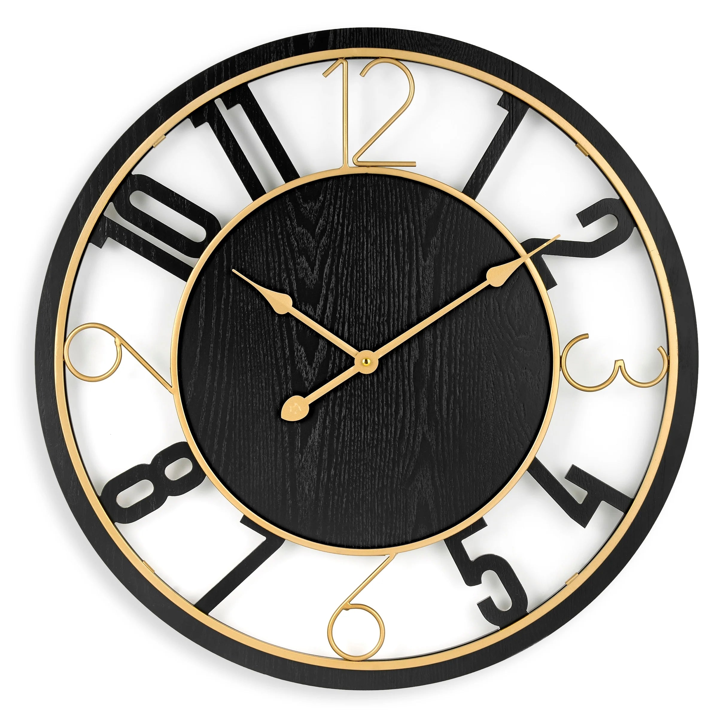 24 Inch Round Wooden Wall Clock With Numeral Design – Battery Operated