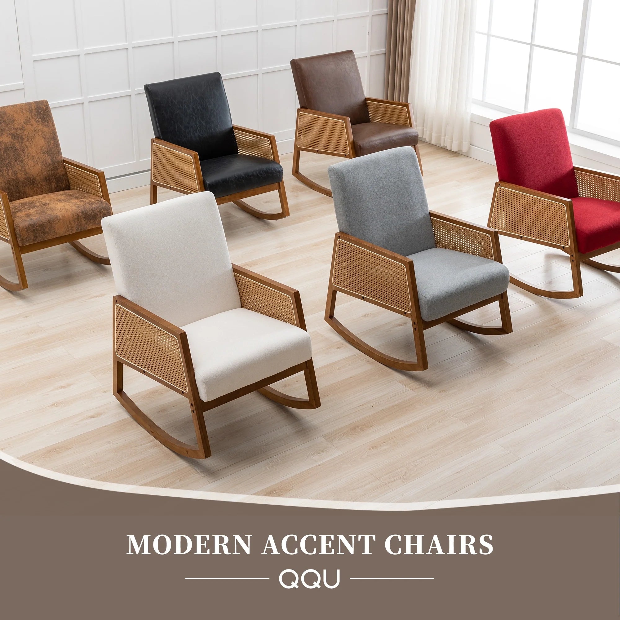 Upholstered Tall Back Gliding Rocking Armchair