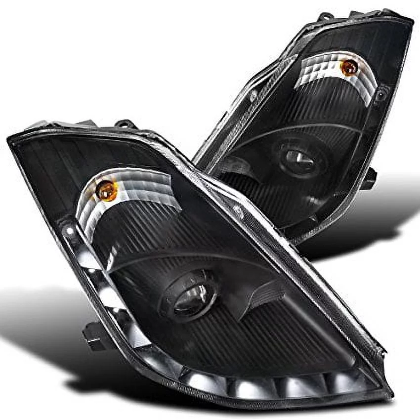 Spec-D Tuning Nissan 350Z Black Projector Headlights With LED DRL Strip Bar – LHP-350Z06JM-RS