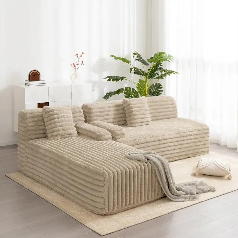 Cloud-Inspired Modular L-Shaped Sectional Sofa With Two Decorative Pillows – 110 in