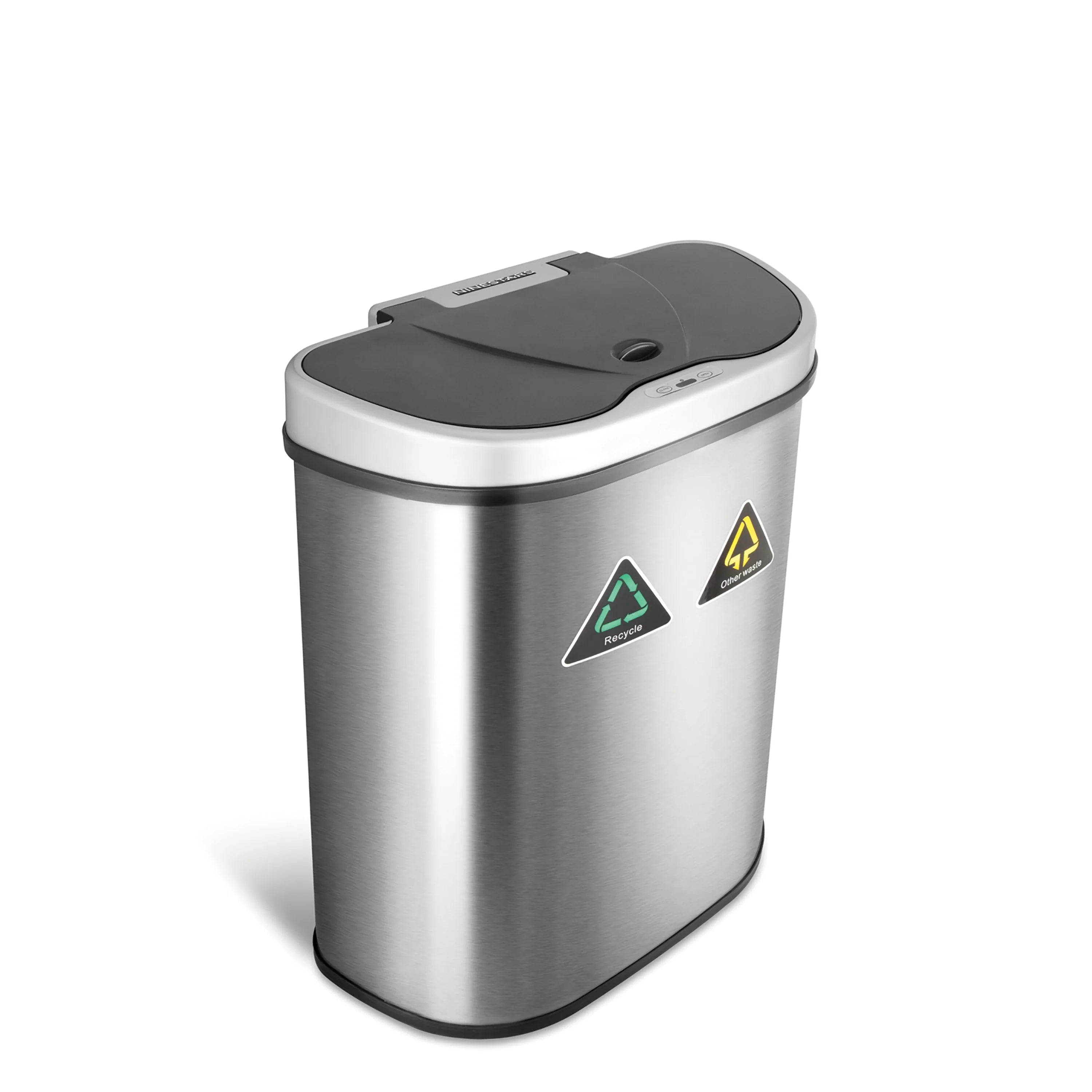 18 Gallon Dual Compartment Motion Sensor Trash Can – Automatic Hands-Free Kitchen Garbage Bin