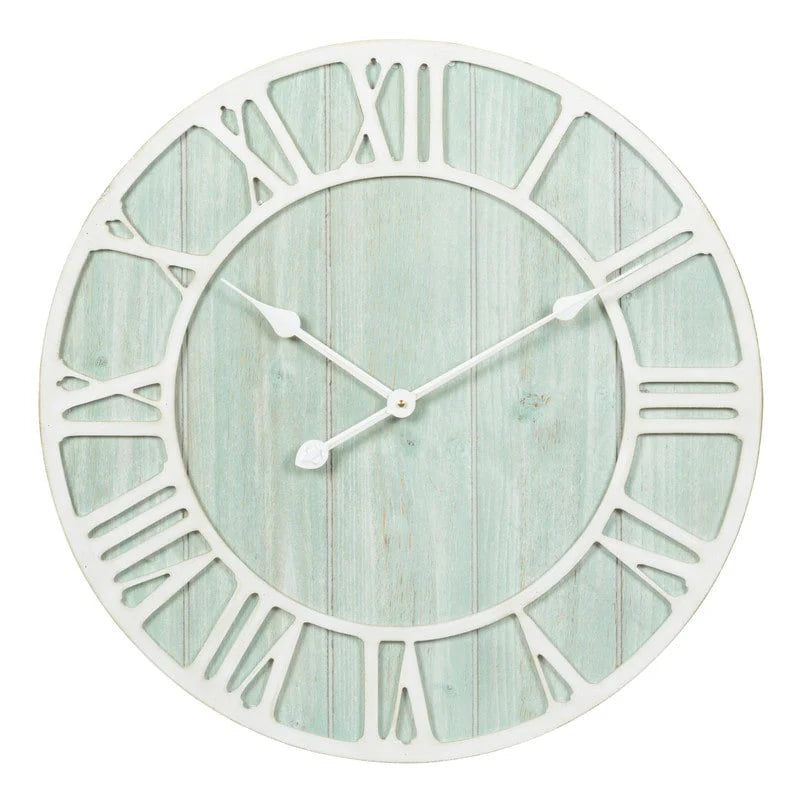 Green Blue Quartz Coastal Wall Clock, 23.5 Inch – Seafoam Green-Blue