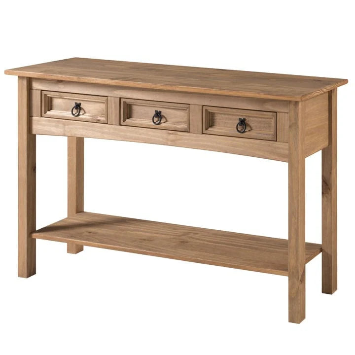 Solid Pine Wood Console Table With 3 Drawers – 47.99in W x 12.64in D x 28.82in H
