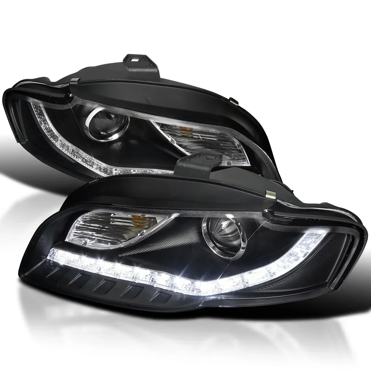 Spec-D Tuning LED Strips Projector Headlights Compatible With 2006-2008 Audi A4/S4 B7 – Left And Right Pair