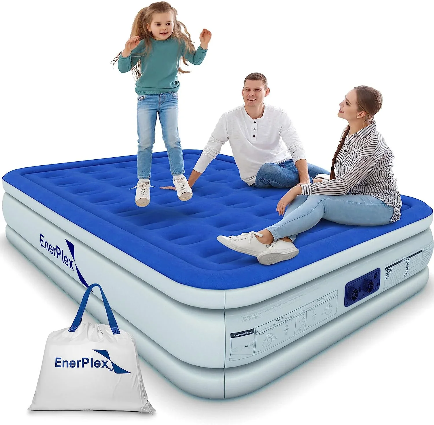 EnerPlex Queen Air Mattress With Built-In Pump – 16 Inch Double Height Inflatable Mattress