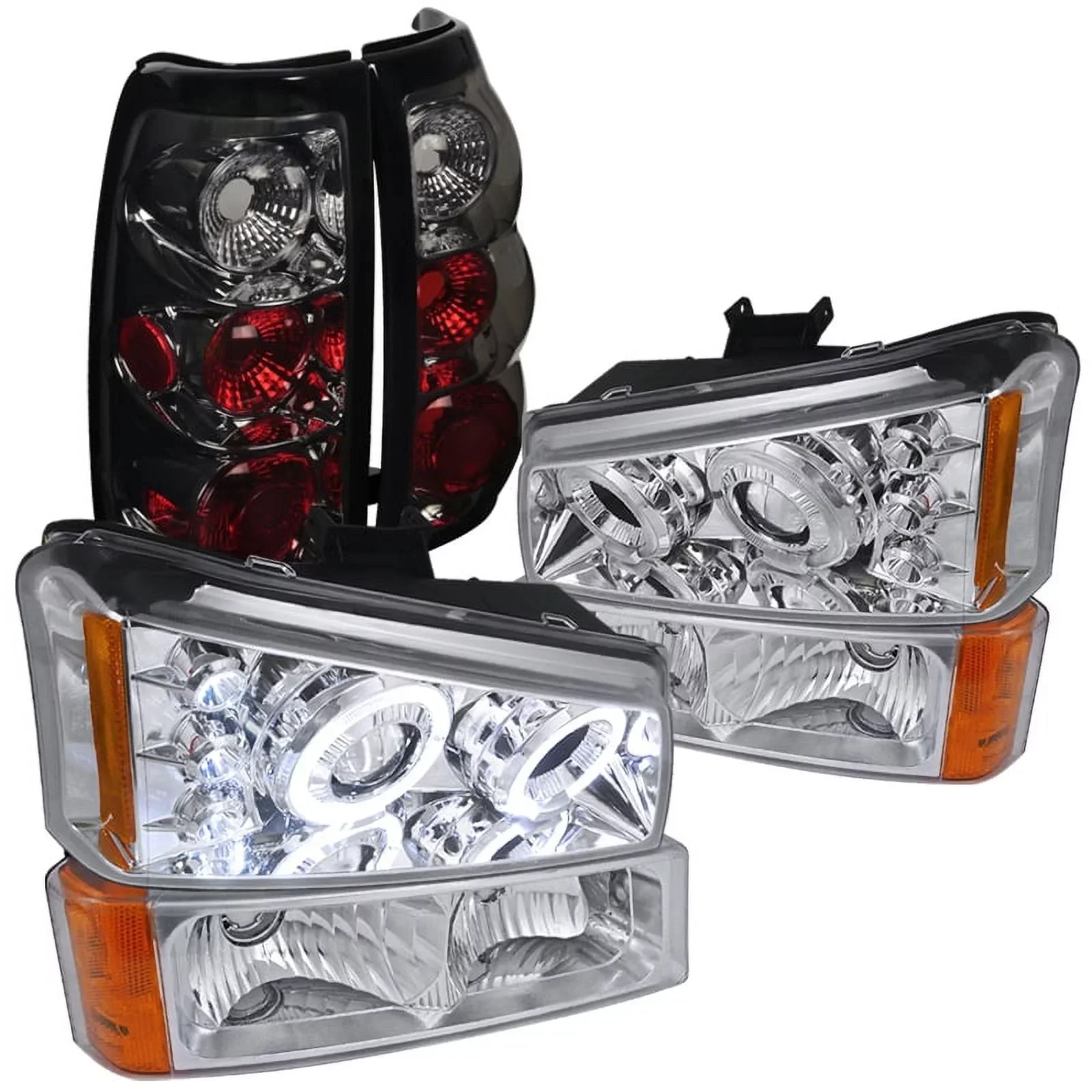 Spec-D Tuning Black SMD LED Projector Headlights With 6-LED Bumper Lights – Chevy Silverado Left And Right Pair