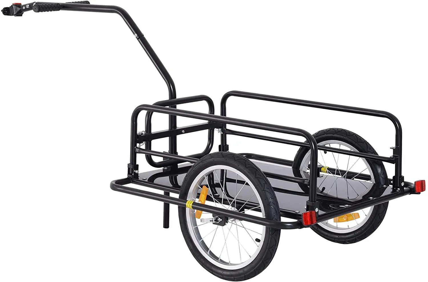 Aosom Foldable Bike Cargo Trailer, 80 lbs Capacity, 16 inch Wheels, Black – With Hitch