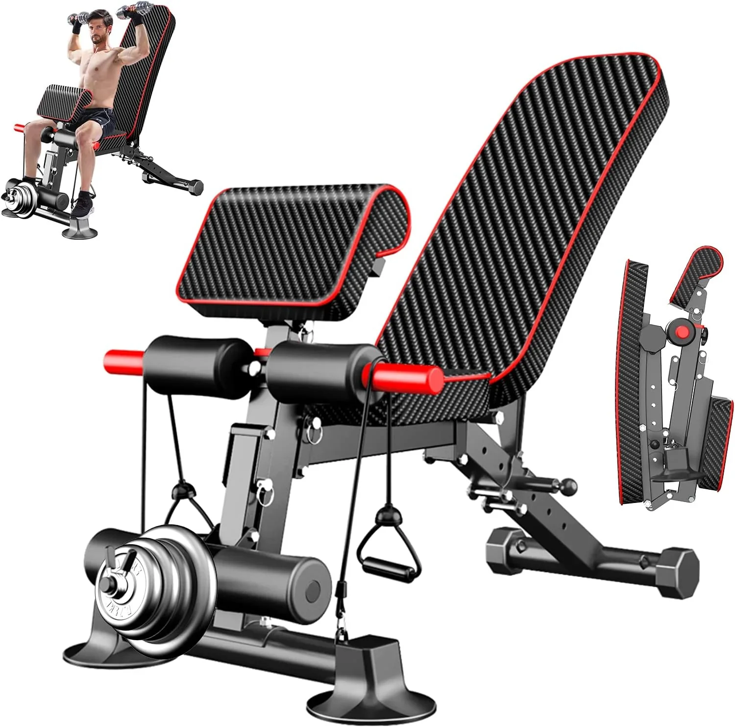 K KiNGKANG Adjustable Foldable Weight Bench – 7 Backrest Positions