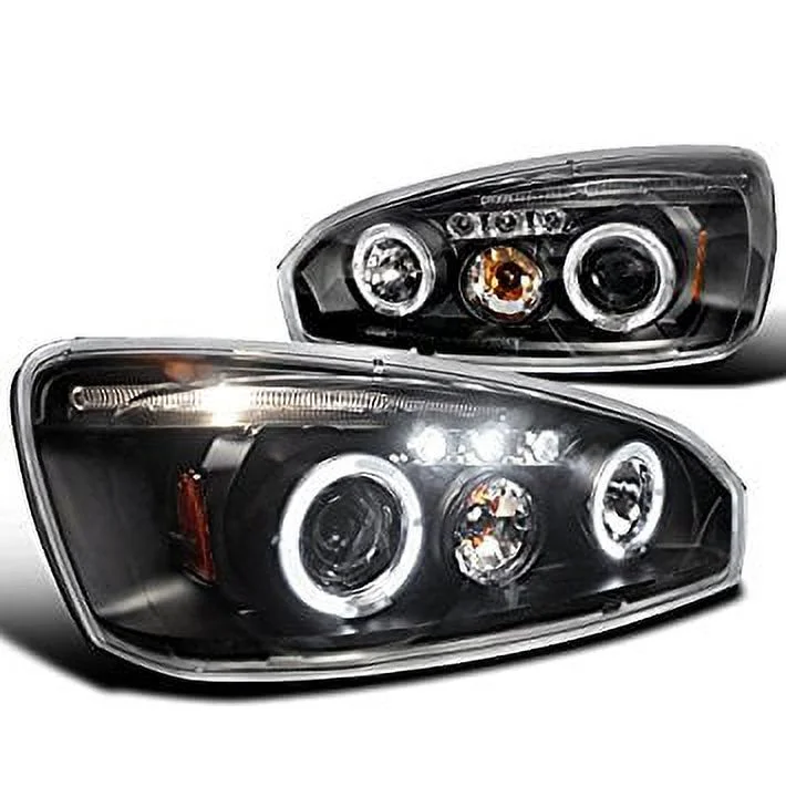 Spec-D Tuning Black Projector Headlights With Dual Halo Rings And LED Lights – 2LHP-MBU04JM-TM