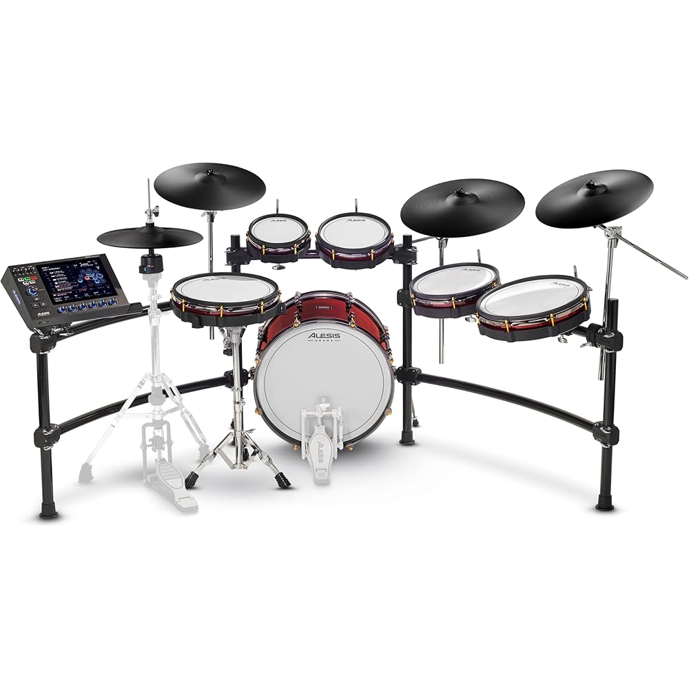 Alesis Strata Prime 10-Piece Electric Drum Set, Red, 20 inch Kick, Mesh Heads – Strata Prime
