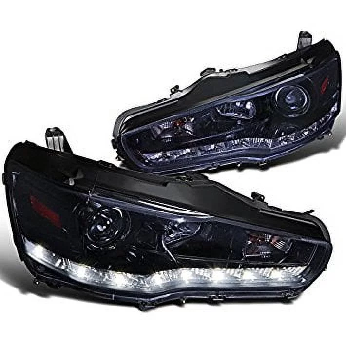 Spec-D Tuning Glossy Black R8 Style LED Projector Headlights – 2LHP-EVO08G-8-TM