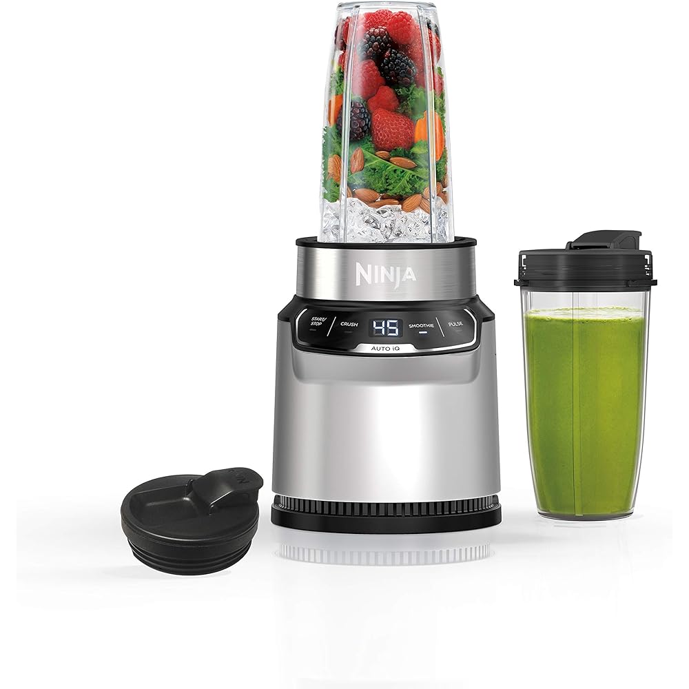 Ninja Nutri Pro Compact Personal Blender, 1100-Peak-Watts, 2 x 24-oz To-Go Cups, Cloud Silver – BN401