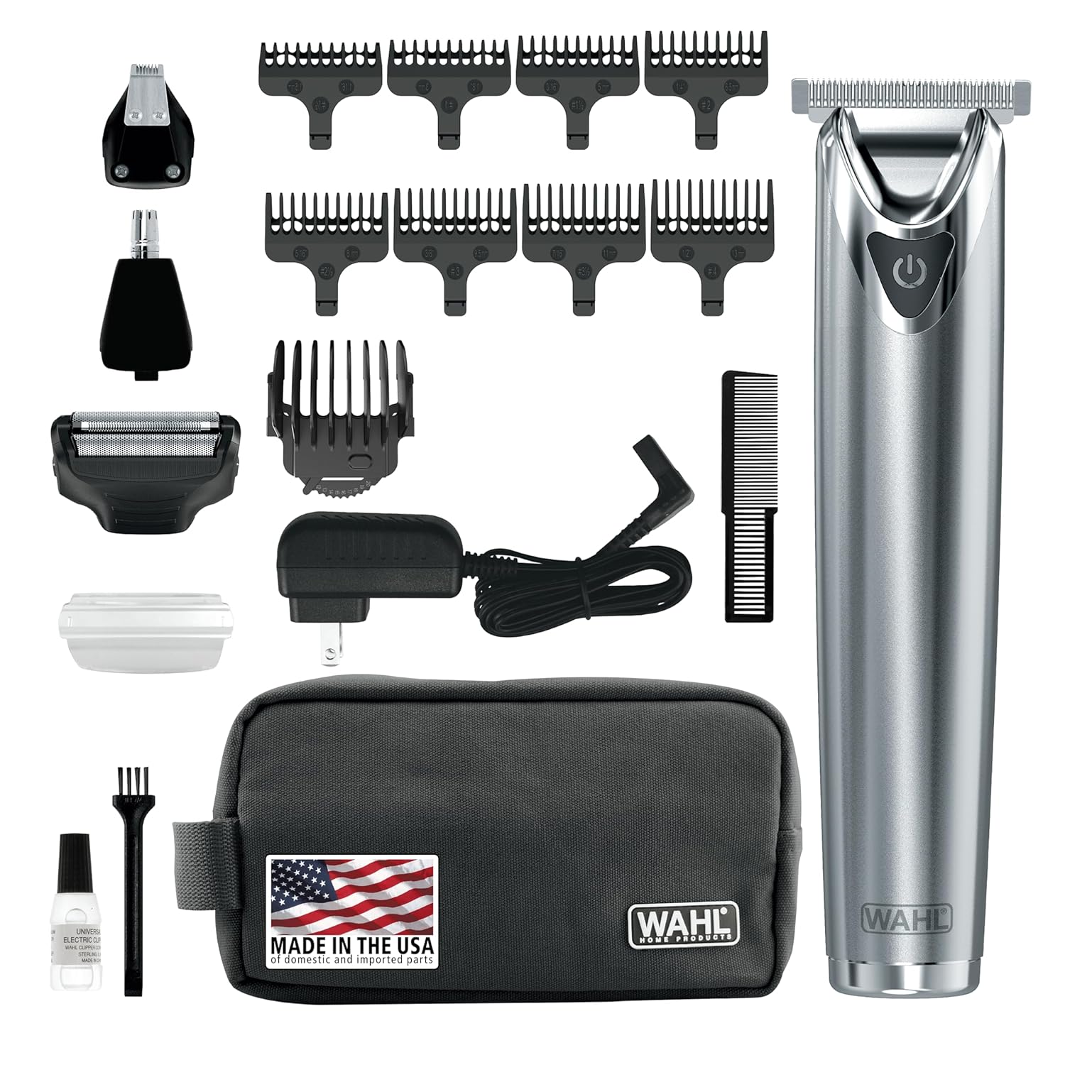 Wahl Stainless Steel Lithium Ion 2.0+ Beard Trimmer Grooming Kit – 9864SS