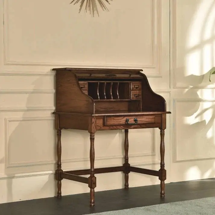 32in Mini Roll-Top Desk With Integrated USB Charging Port