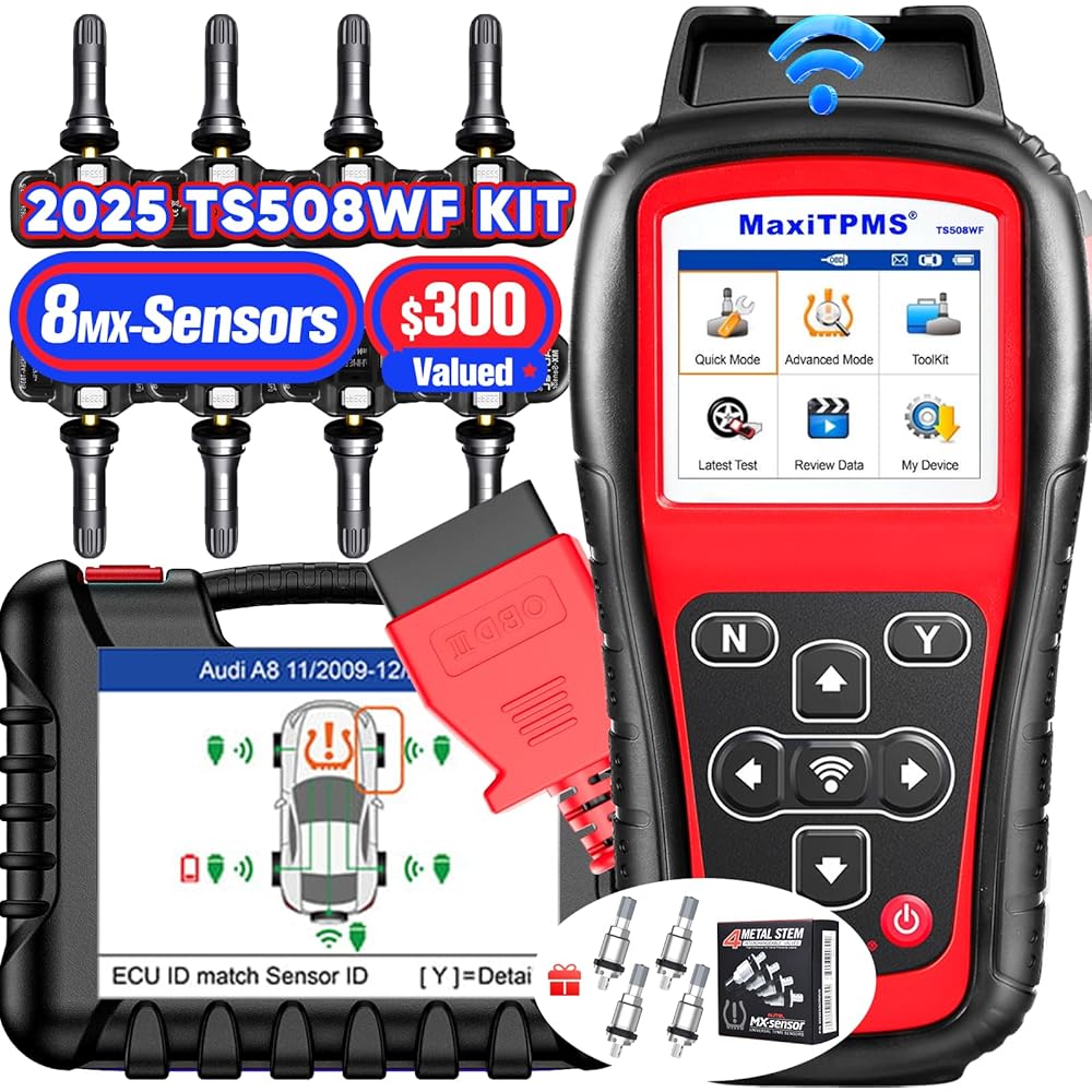 Autel MaxiTPMS WiFi TPMS Programming And Scan Tool Kit With 8 Sensors And 4 Valves – TS508WF